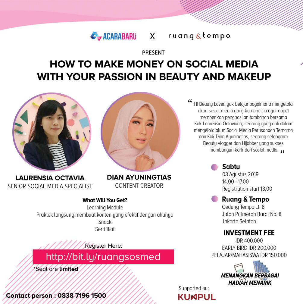 Workshop Jadi Selebgram dan Youtuber Dengan Penghasilan Jutaan Rupiah