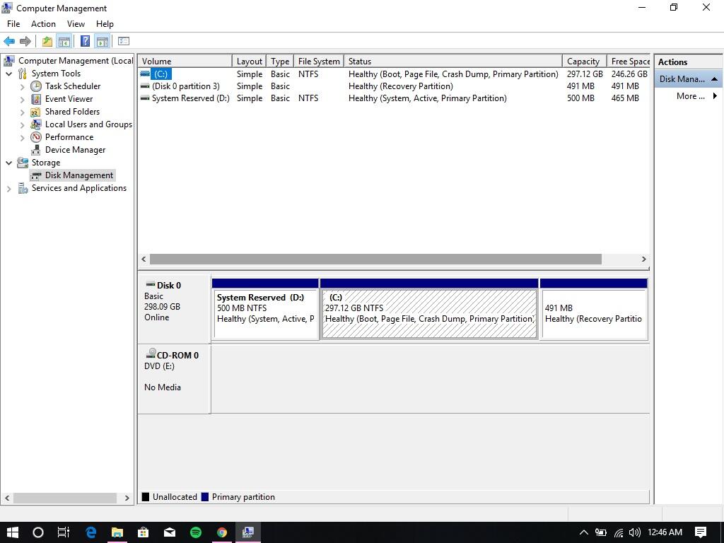 RAM disk D tidak muncul di computer management tapi ter detect di BIOS