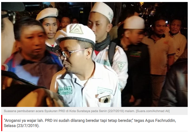 Syukuran PRD Dibubar Paksa, FPI: Arogan ke Partai Terlarang Itu Wajar
