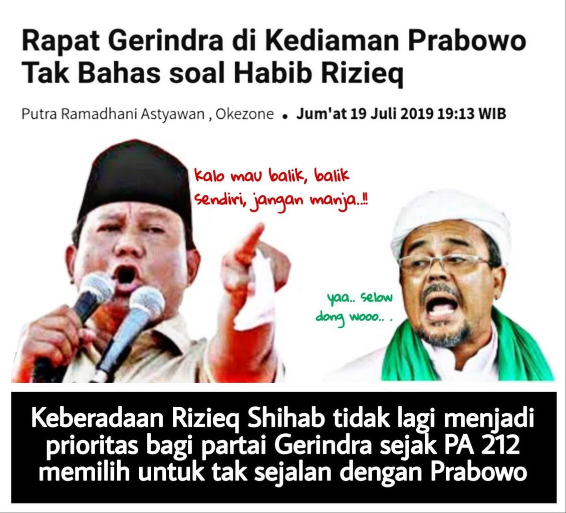 Prabowo Tak Lagi Sebut Nama Sandiaga Uno dan Habib Rizieq dalam Rapat Gerindra