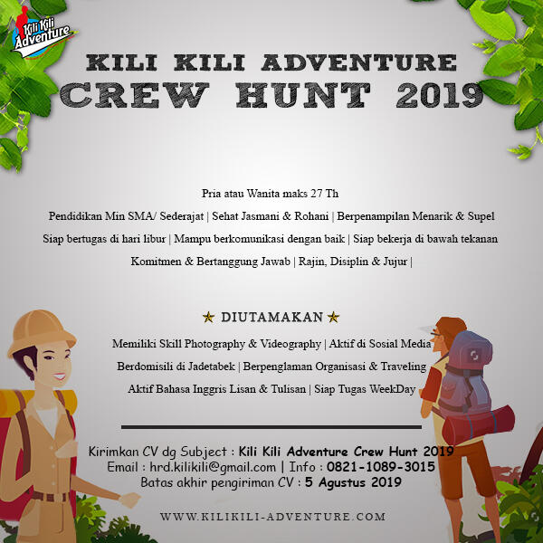 Info Lowongan Kerja Kili Kili Adventure Crew Hunt 2019