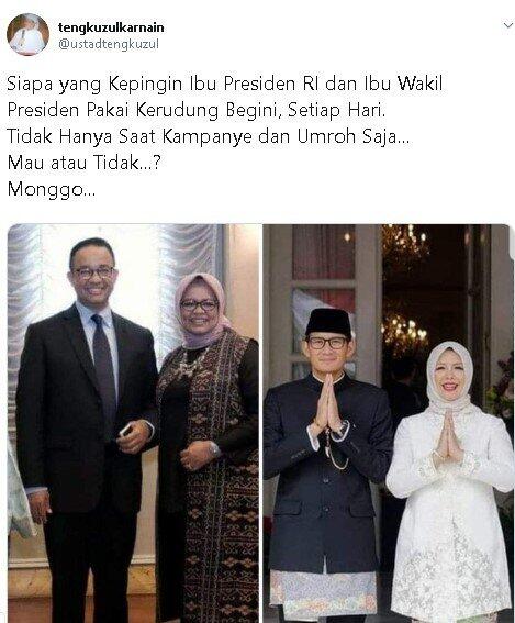 Tengku Zul: Siapa yang Tak Ingin Ibu Presiden dan Ibu Wapres Berkerudung?