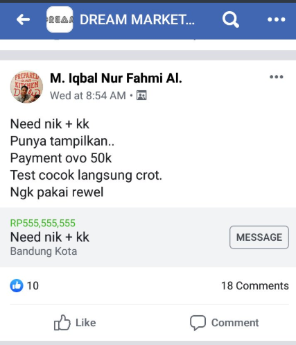 GILA!! GRUP FB INI JUAL DATA KK HINGGA FOTO SELFIE KTP ANDA UNTUK KRIMINAL!