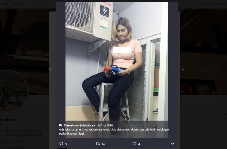 Foto Tukang AC Berpakaian Seksi Kembali Viral Di Medsos, Inilah Faktanya Gan