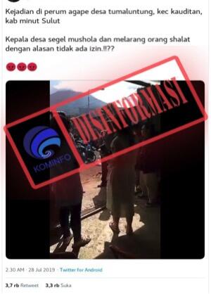 Benarkah Kades di Minahasa Utara Menyegel Mushola dan Melarang Orang untuk Shalat?