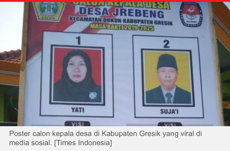 Pasutri Ini Bersaing di Pilkades, Poster Visi Misi Sang Istri Bikin Ngakak