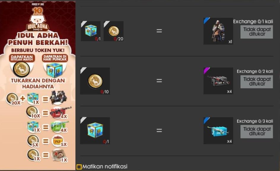 Event Idul Adha Free Fire : Begini Cara Dapatkan Semua Tokennya