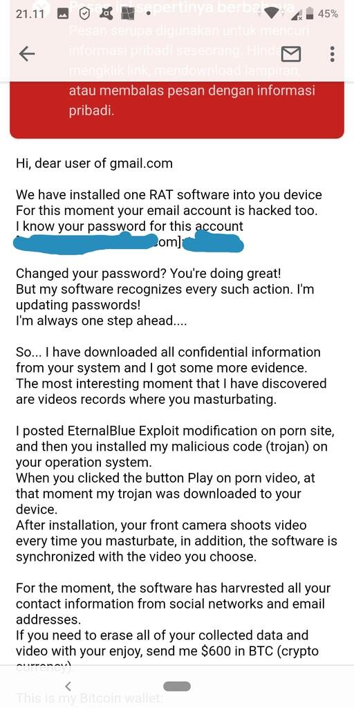 Email minta bitcoin, ada yang ngerti harus gimana?