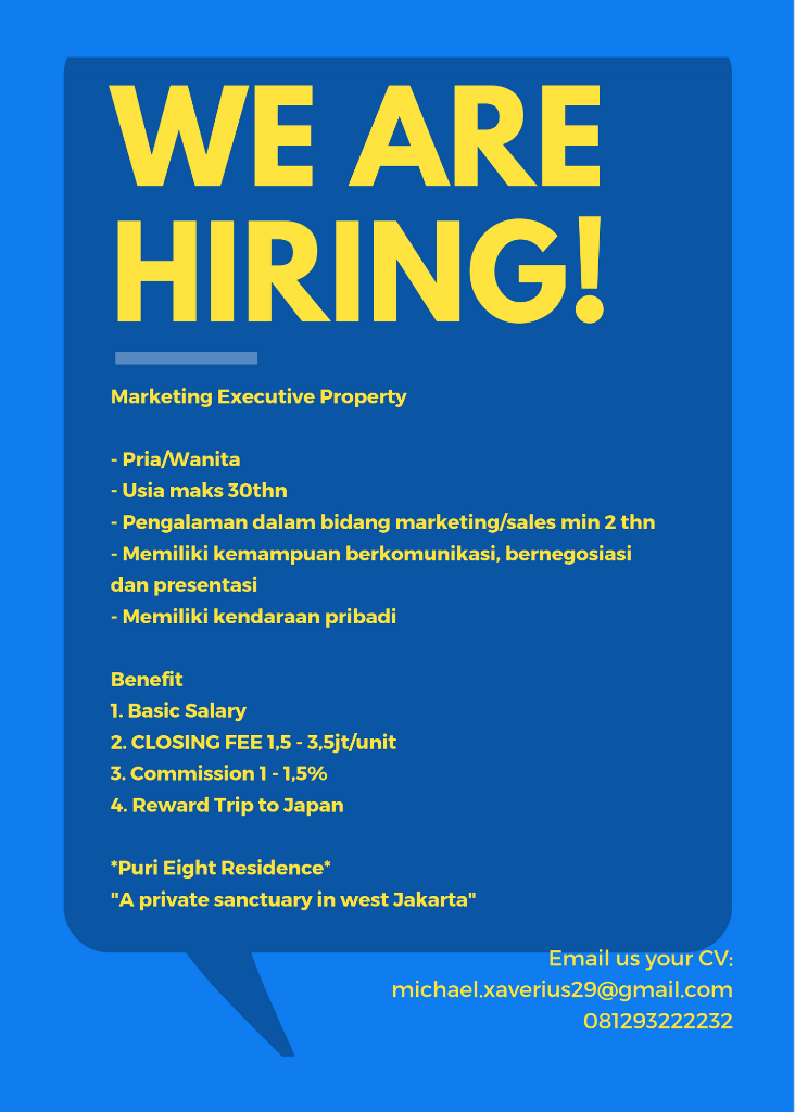 &#91;PURI JAKARTA BARAT&#93; LOWONGAN INHOUSE SALES MARKETING EXECUTIVE PROPERTY 