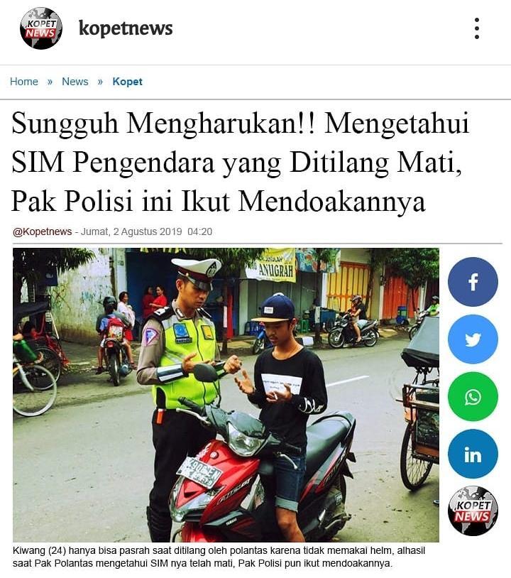 Sungguh Mengharukan!! SIM Pengendara Mati Pak Polisi Ikut Mendoakaan