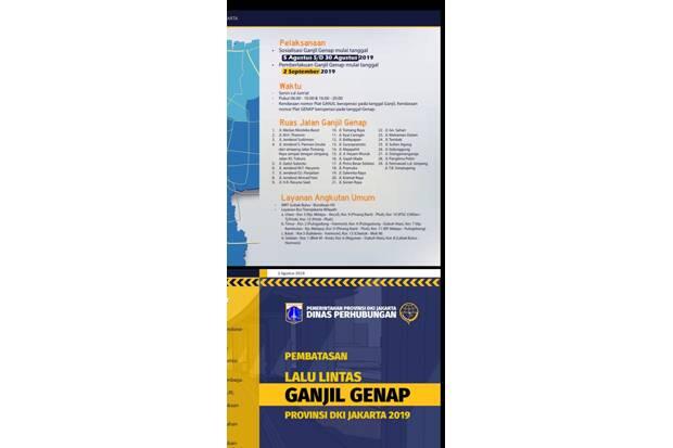 Dishub DKI Tegaskan Poster Perluasan Ganjil Genap Hoaks