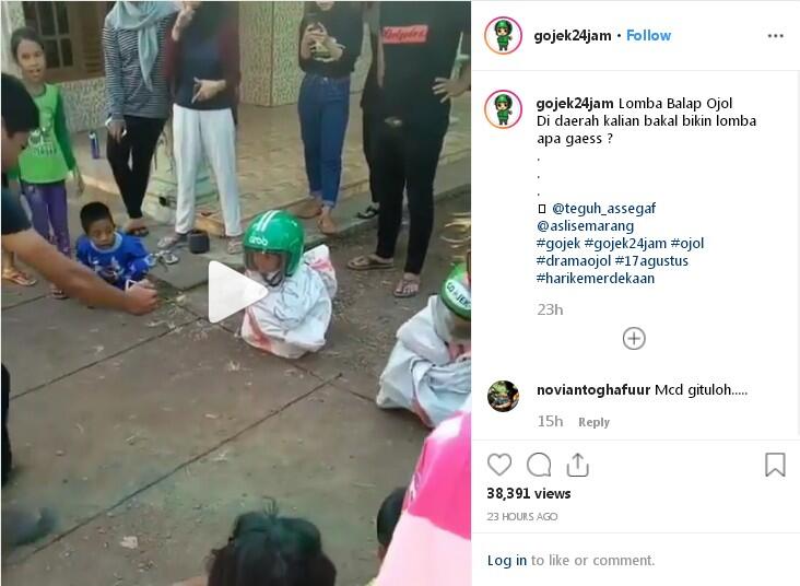 Uniknya Lomba Balap Helm Ojol Dalam Karung Sampai Bikin Tertawa Terbahak-bahak