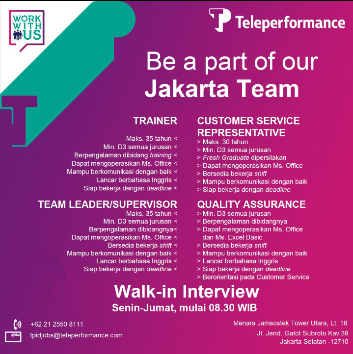 (Jakarta) - Lowongan Terbaru Customer Service Representative