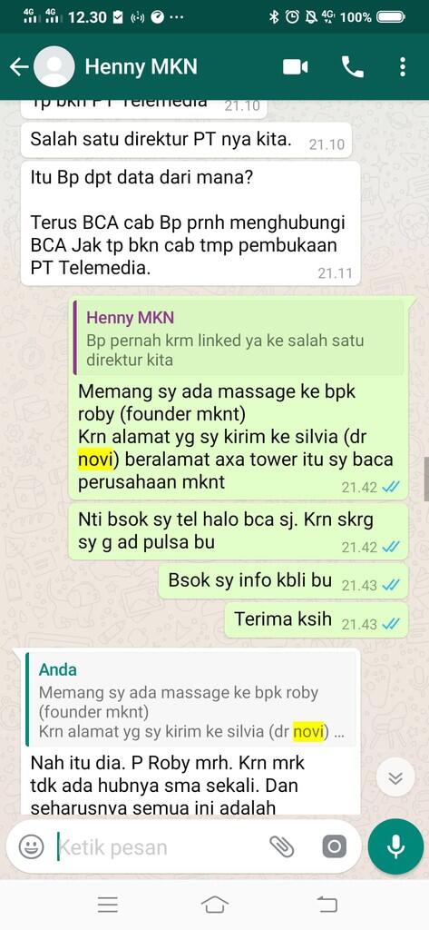 SALAH TRANSFER KE REKENING BCA TELEMEDIA ONYX PRATAMA PT MOHON KEMBALIKAN UANG SAYA