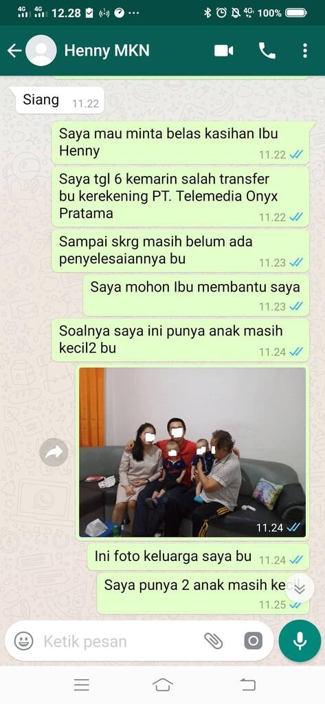 SALAH TRANSFER KE REKENING BCA TELEMEDIA ONYX PRATAMA PT MOHON KEMBALIKAN UANG SAYA