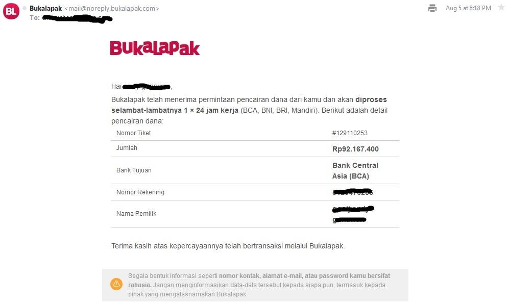 saldo bukalapak total 92jt lebih dari seminggu tidak cair