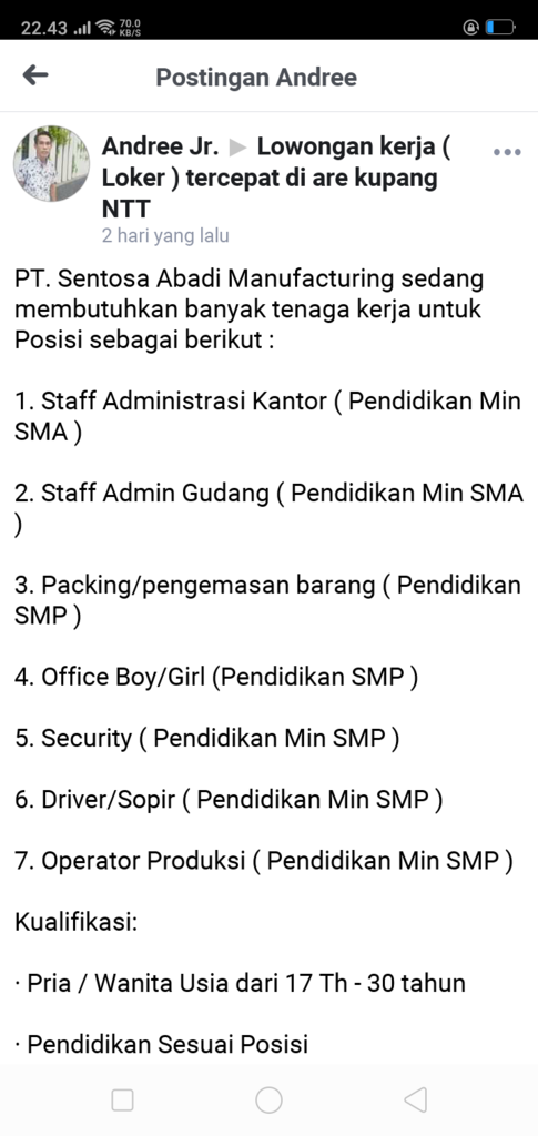 PENIPUAN MODUS LOWONGAN KERJA