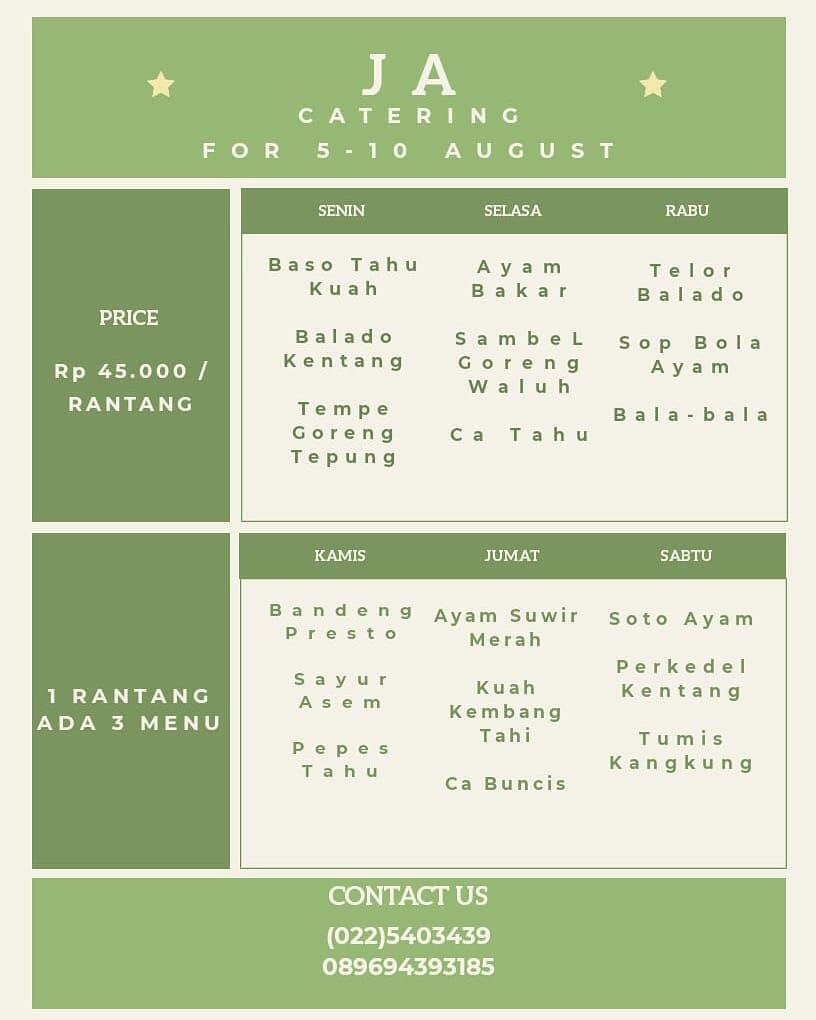Catering Harian Bandung Rumahan dan Kantoran Murah Gratis Ongkir