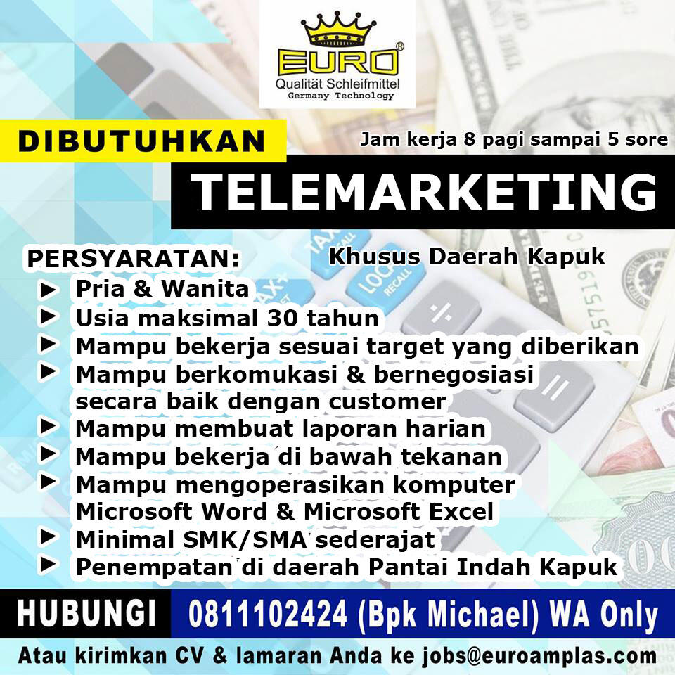 Loker TELEMARKETING - Distributor & Toko Online Bahan Bangunan di PIK Kapuk