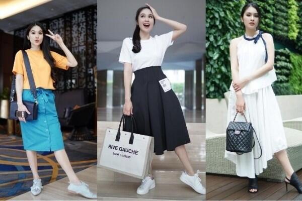 Anggun, Ini 10 Tips Mix & Match Rok Midi ala Sandra Dewi!