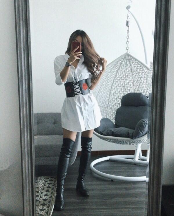 10 Ide Padu Padan Sepatu Boots ala Beauty Vlogger Sanly Liuu, Kece!
