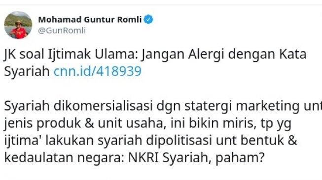 JK Sebut Jangan Alergi Kata Syariah, Guntur Romli : Kata Syariah Dipolitisasi Pak