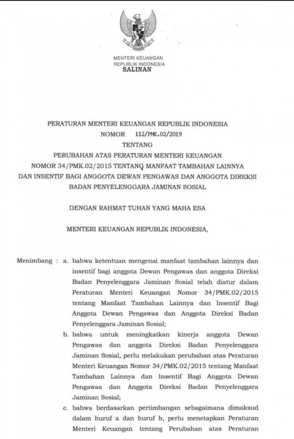 Tunjangan Pimpinan BPJS Naik 2 Kali Lipat, Ini Besarannya
