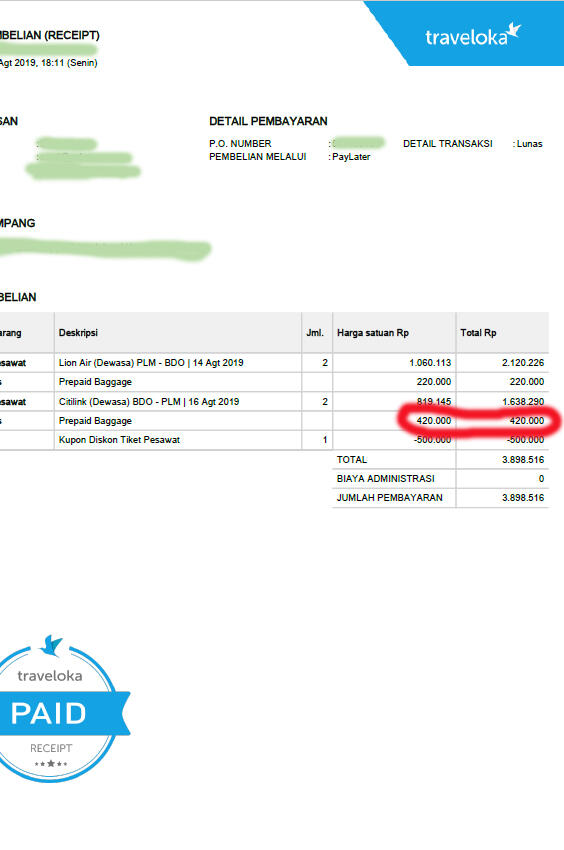 BAGASI BERBAYAR CITILINK DAN TRAVELOKA PAYLATER YANG MEMBINGUNGKAN