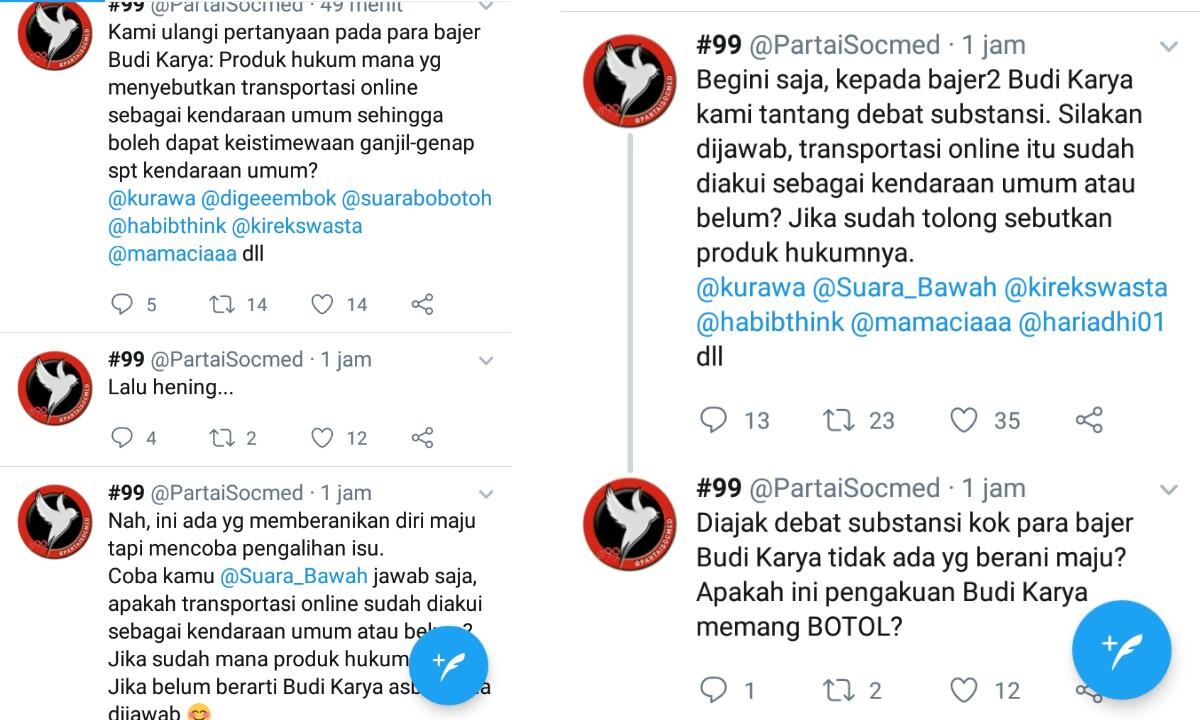 Lagi, @PartaiSocmed Kembali Serang Menhub Saat Temui Driver Transportasi Online