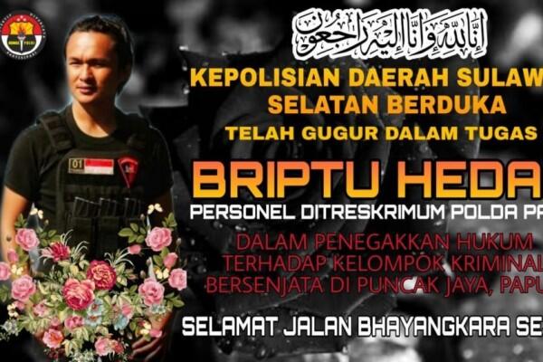 Tewas Usai Disandera, Jenazah Briptu Hedar Dimakamkan Hari Ini