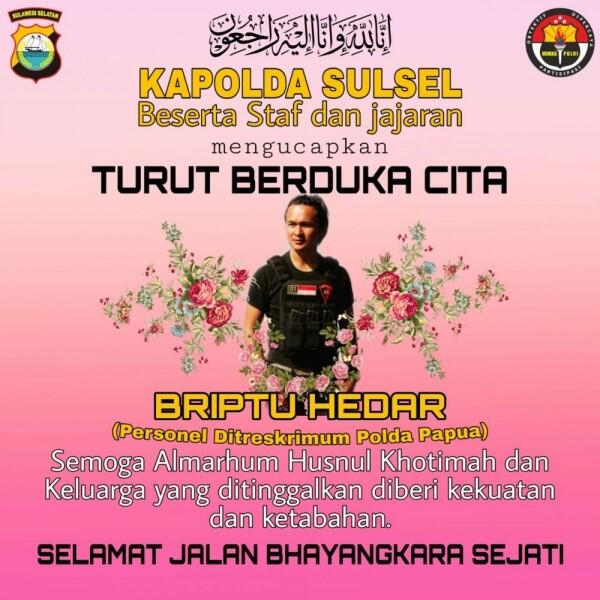Tewas Usai Disandera, Jenazah Briptu Hedar Dimakamkan Hari Ini
