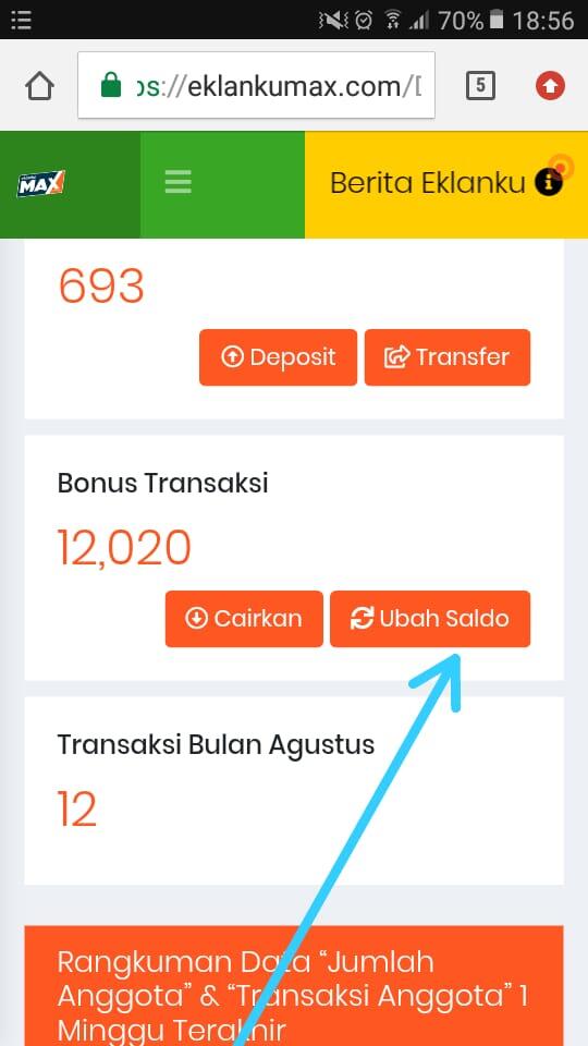 Cara Penarikan / Mengubah Bonus Di Eklanku Max