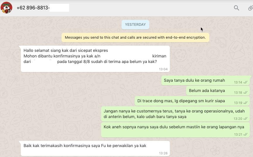 Provider pengiriman barang Si Cepat Mengecewakan