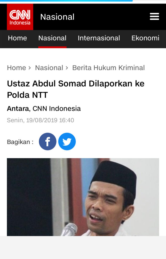 Ustaz Abdul Somad Dilaporkan ke Polda NTT