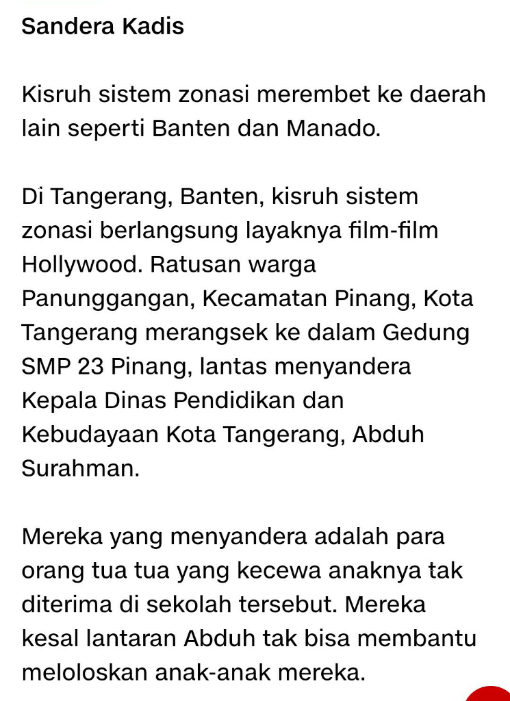 Kesiapan Masyarakat Indonesia Terhadap Penerapan Sistem Zonasi Pendidikan