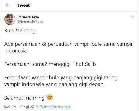 Salib Dihina, Abu Janda Bikin Kuis soal Vampire, Sindir Siapa?