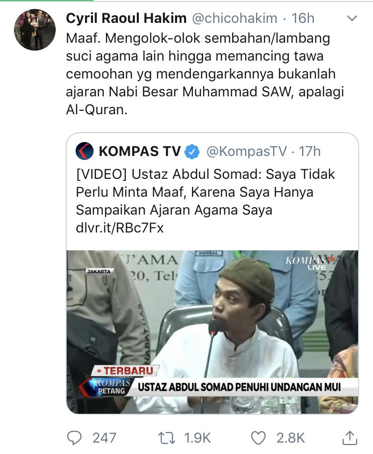 UAS Klarifikasi Ceramah Salib, Pelapor Tetap Tempuh Jalur Hukum