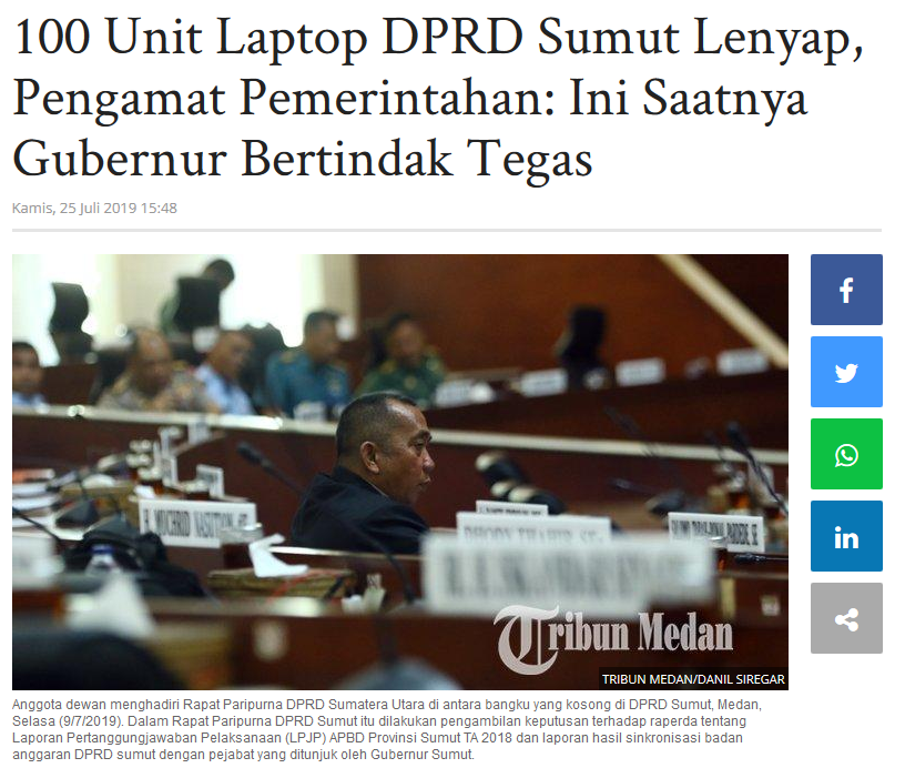 Alamak , Alat Fitness di Gedung DPRD Medan Menghilang