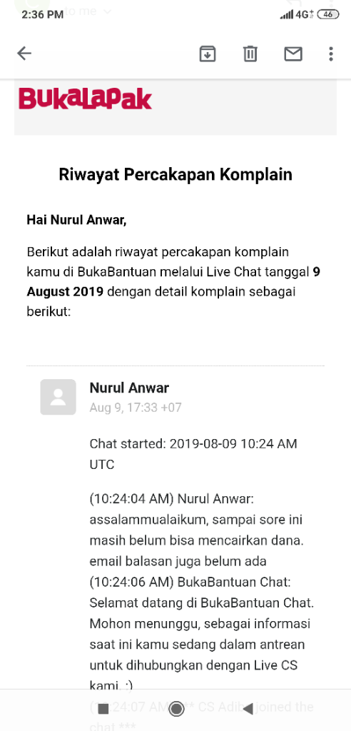 bukalapak menahan dana lewat dua minggu tanpa kejelasan