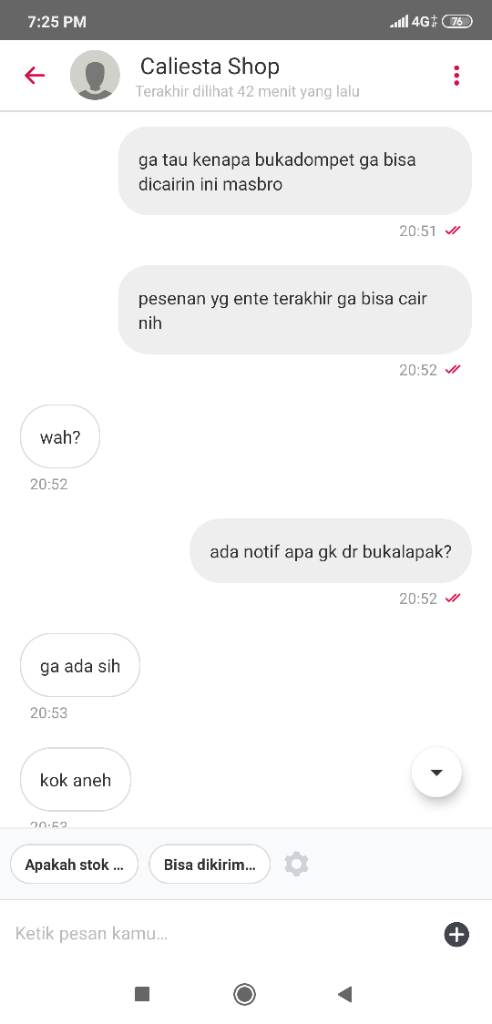 bukalapak menahan dana lewat dua minggu tanpa kejelasan