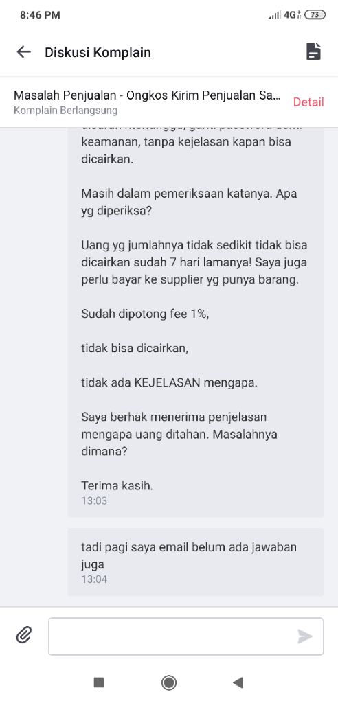 bukalapak menahan dana lewat dua minggu tanpa kejelasan