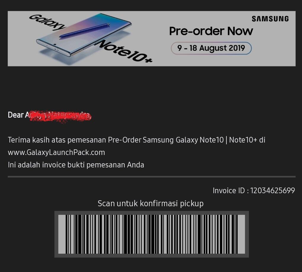 Program Pre-Order Samsung Galaxy Note 10+ Terlambat