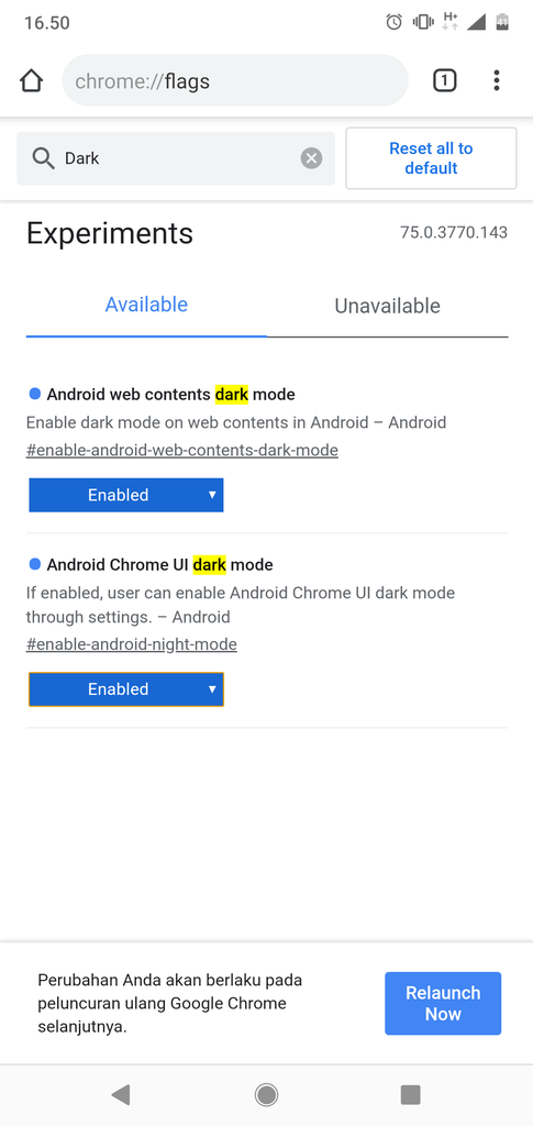 Mengaktifkan Dark Mode di Google Chrome Android 