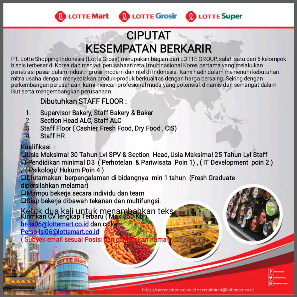 ( CIPUTAT - TANGSEL LOKER STAFF FLOOR LOTTE GROSIR )