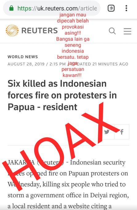 TNI Tuding Kantor Berita Reuters Sebar Hoaks Korban Meninggal di Papua