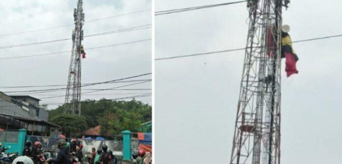 Viral Detik-detik Penerjun Payung Nyangkut di Tower BTS Cibinong
