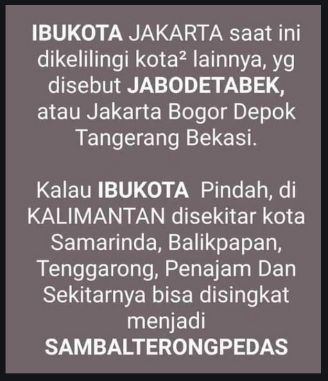 Saran Nama Untuk Ibu Kota Baru
