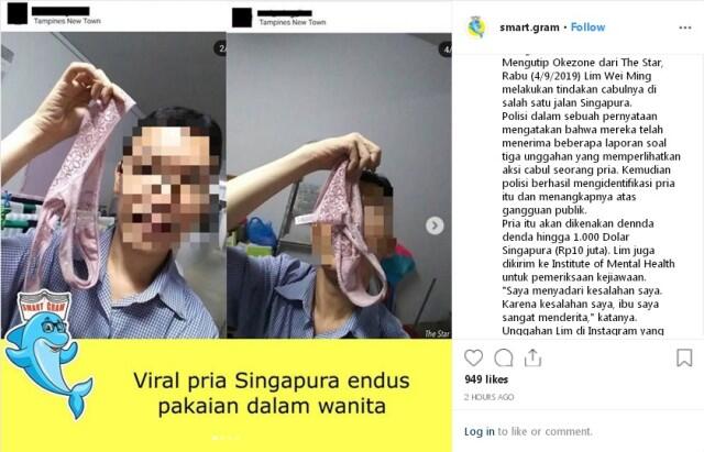 Pria Ini Dapat Denda 1.000 Dolar Setelah Upload Foto Mengendus Pakaian Dalam Wanita