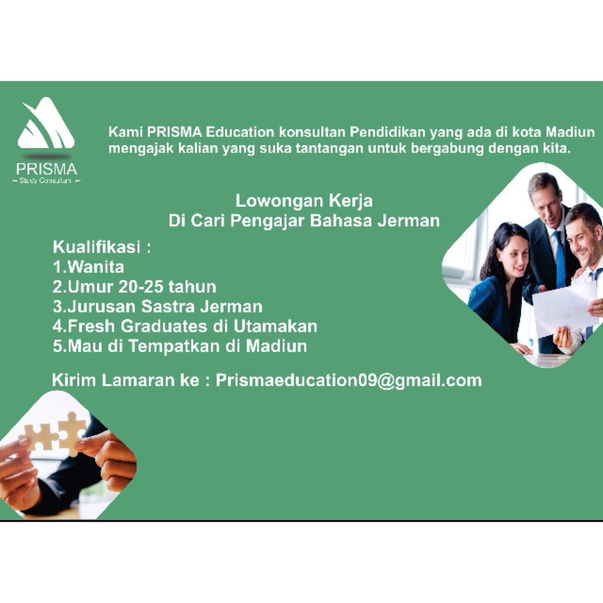 &#91;Madiun&#93; Butuh Tenaga Pengajar Bahasa Inggris Dan Jerman