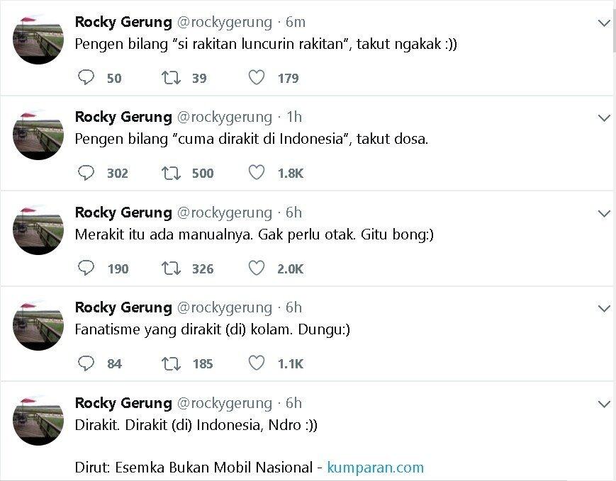 Rocky Gerung: Mau Bilang 'Cuma Dirakit di Indonesia', Tapi Takut Dosa